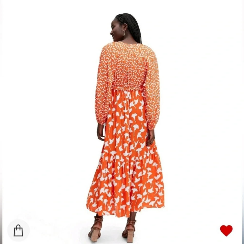 Diane Von Furstenberg✨Orange and White Maxi Dress - Picture 3 of 4